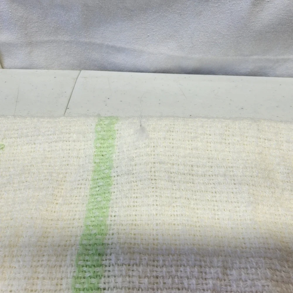 The Three Weavers Handwoven Baby Blanket Kids Green White Butterfly Plaid Fringe